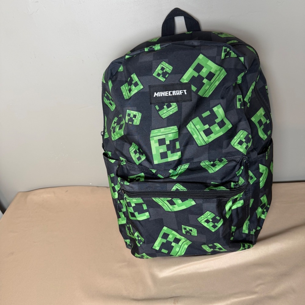 Minecraft Creeper Backpack Black Green Kids School Bag 2023 Mojang Microsoft
